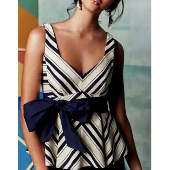 🚫SOLD🚫 Anthropologie Chevron Striped Peplum Top - Picture 7 of 7